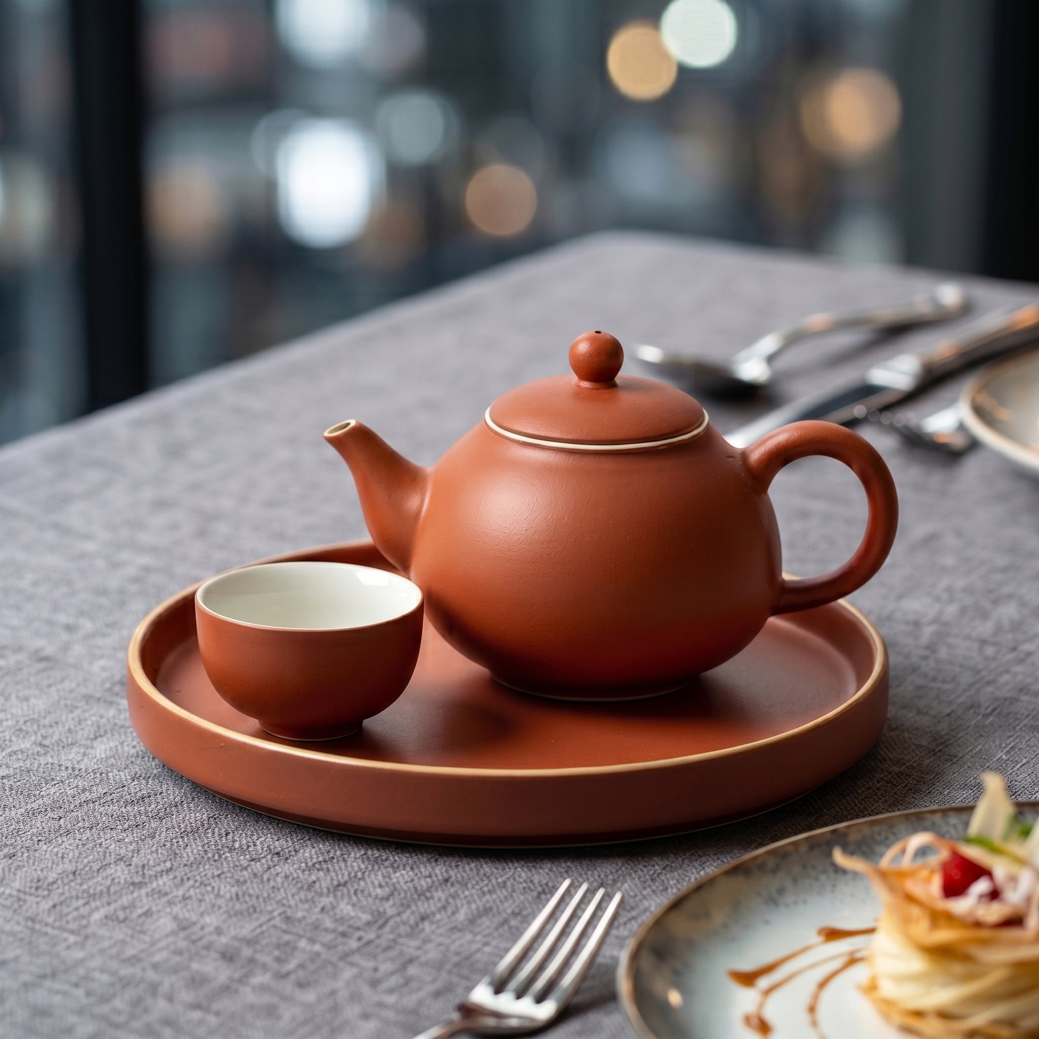 Matte Terracotta Ceramic Solo Tea Set