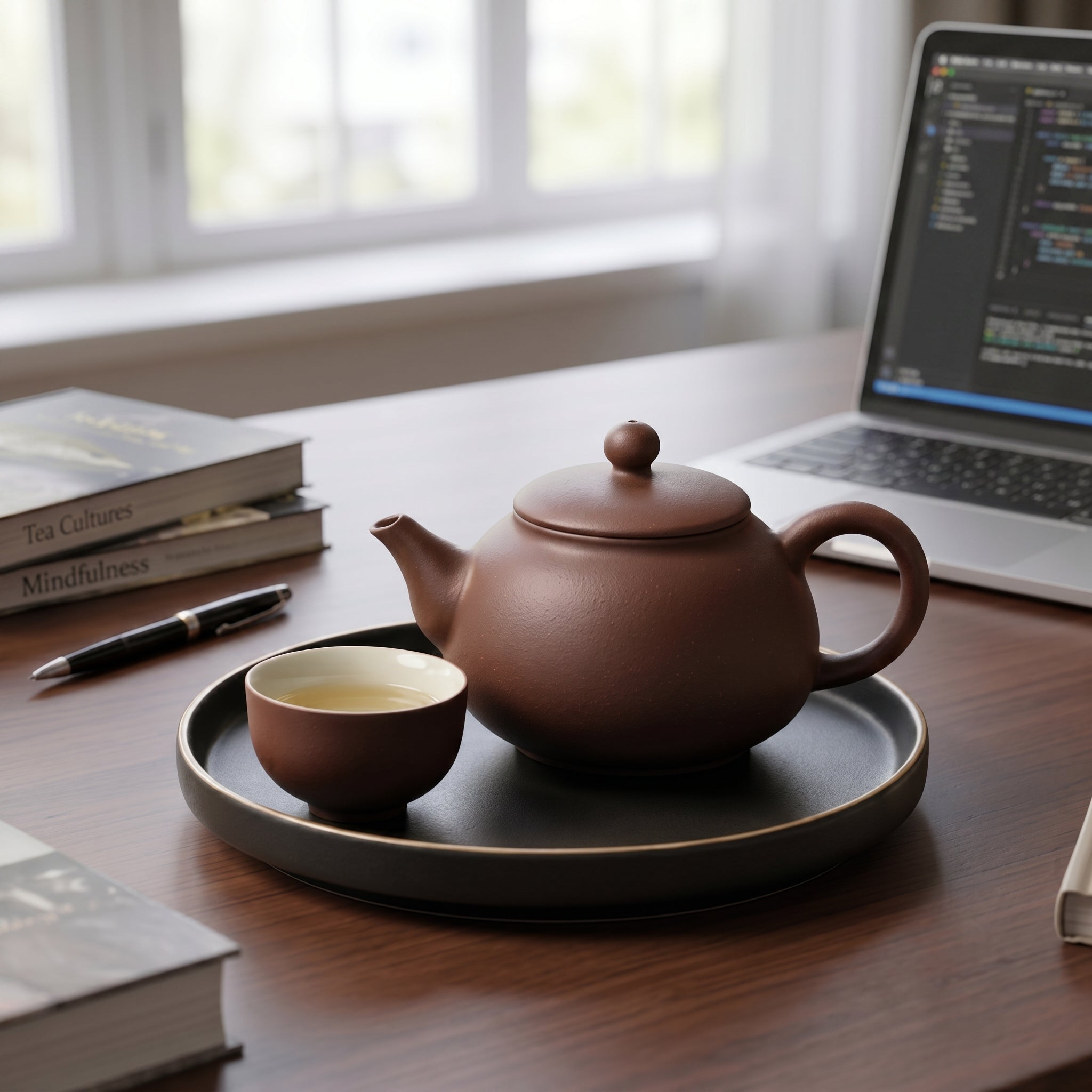 Matte Cocoa Ceramic Solo Tea Set