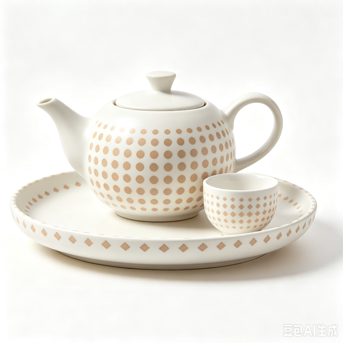 Toasted Caramel Geometric Ceramic Tea Set