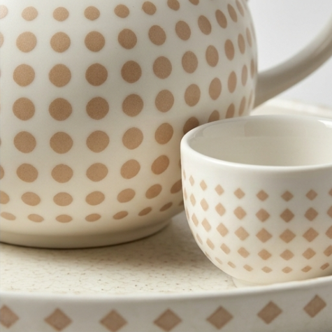 Toasted Caramel Geometric Ceramic Tea Set
