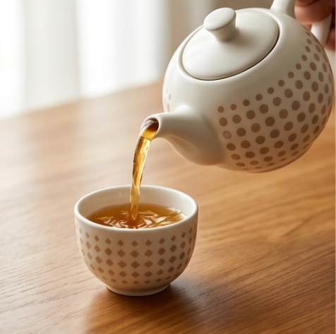 Toasted Caramel Geometric Ceramic Tea Set