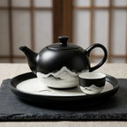 Obsidian Peak Ink-Wash Ceramic Tea Set